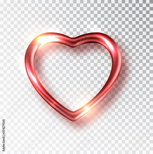 Red Heart realistic. Vector decoration 3d object. Romantic Symbol of Love Heart isolated. Vector illustration.