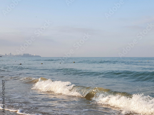 A warm summer morning on the coast of the Black sea. Anapa, Krasnodar region.