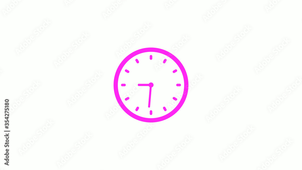 Pink clock animation on white background,Counting down clock icon Pink clock animation on white background,Counting down clock icon