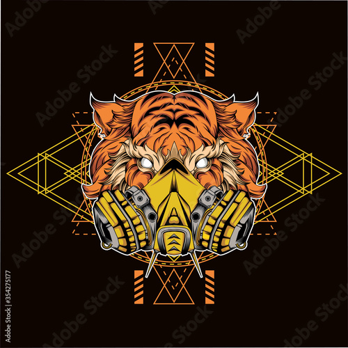 Sacred tiger geometry gas mask