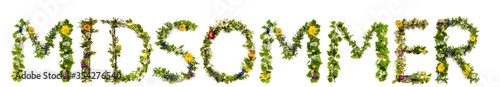 Fotografie Flower, Branches And Blossom Letter Building Danish Word Midsommer Means Midsummer