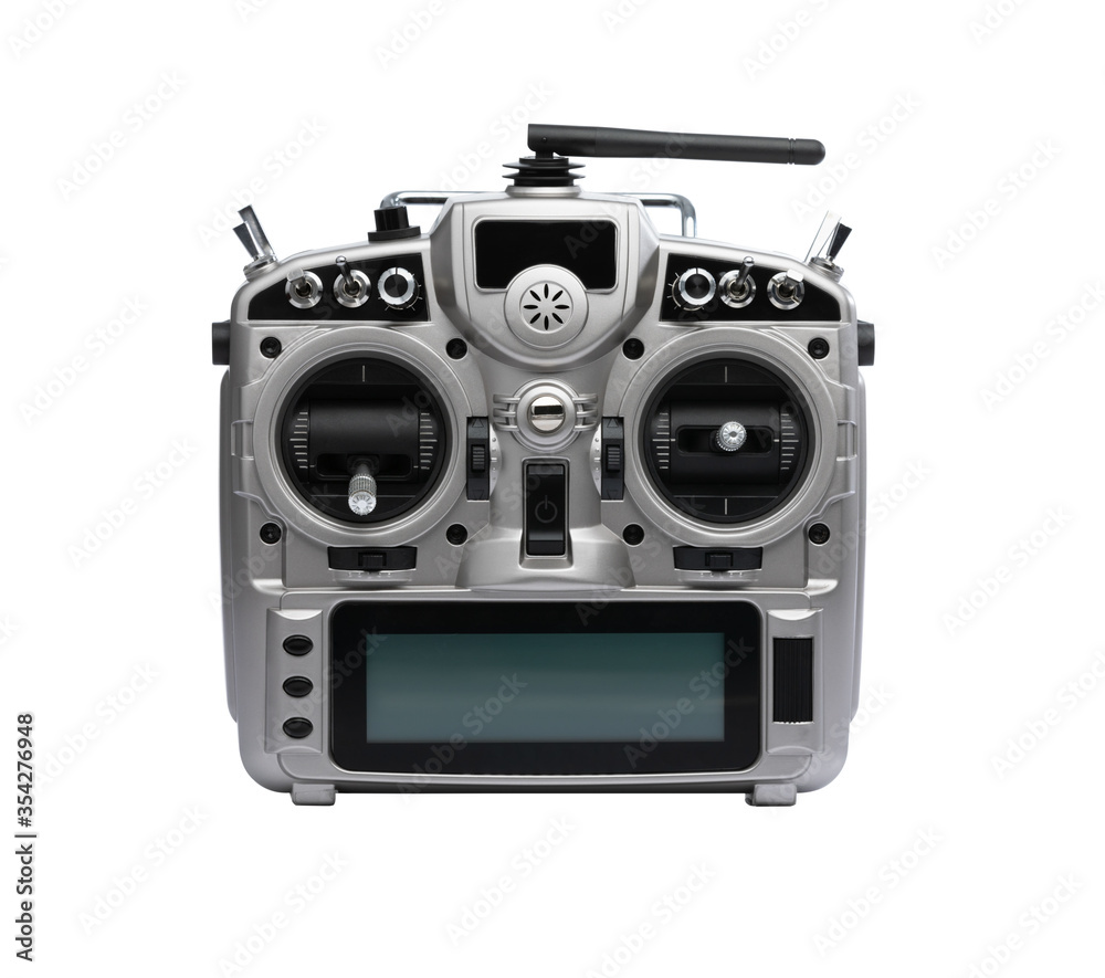 Fototapeta premium Remote control of FPV racing drone isolated on white background