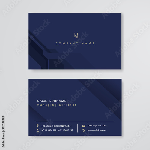 Blue business card template  flat design vector