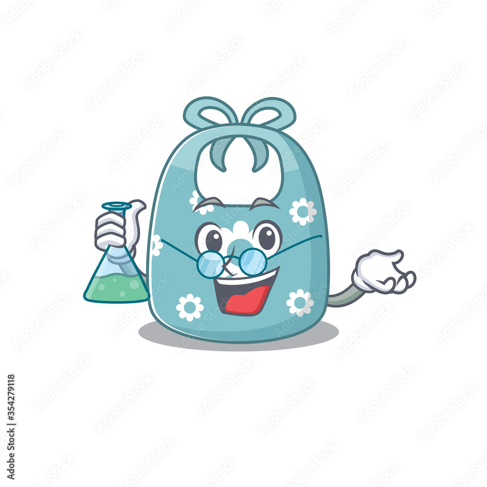 caricature character of baby apron smart Professor working on a lab caricature character of baby apron smart Professor working on a lab