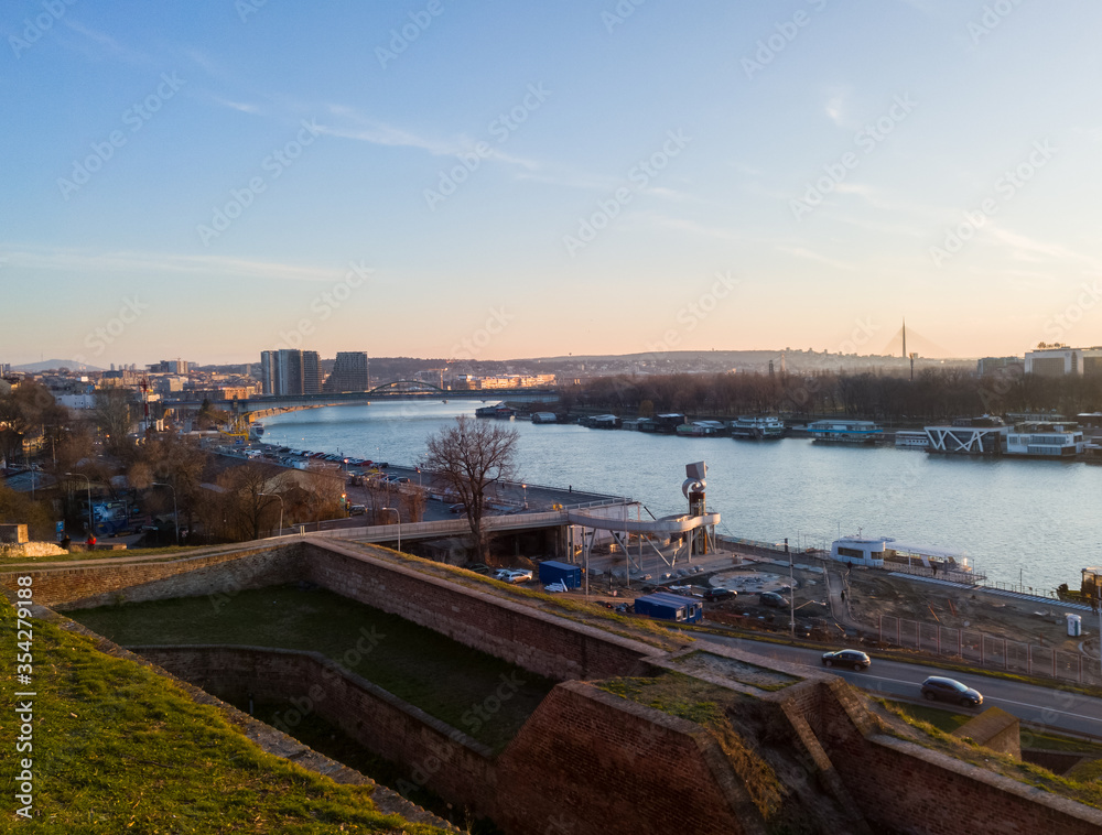 View from Kalemegdan Fortress on Belgrade and the Sava River.