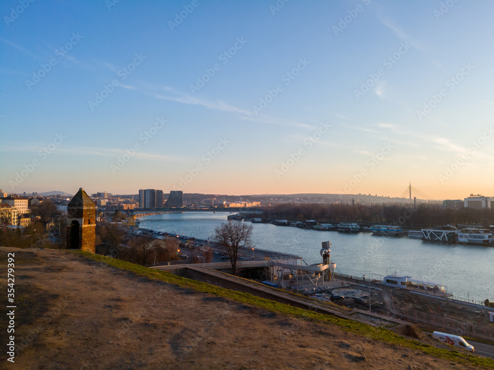View from Kalemegdan Fortress on Belgrade and the Sava River.