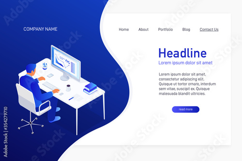 Isometric concept manager using computer.