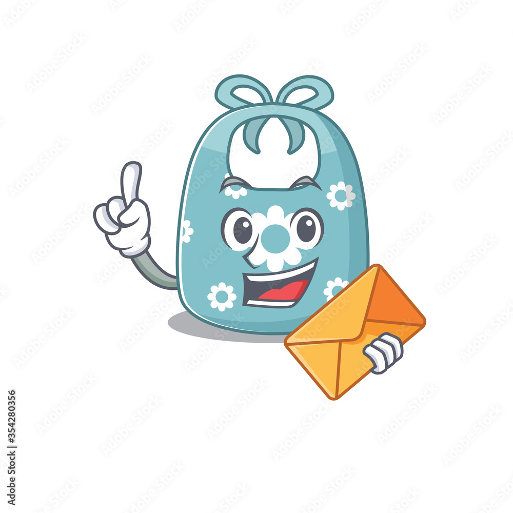 Εκτύπωση καμβά A picture of cheerful baby apron cartoon design with brown envelope