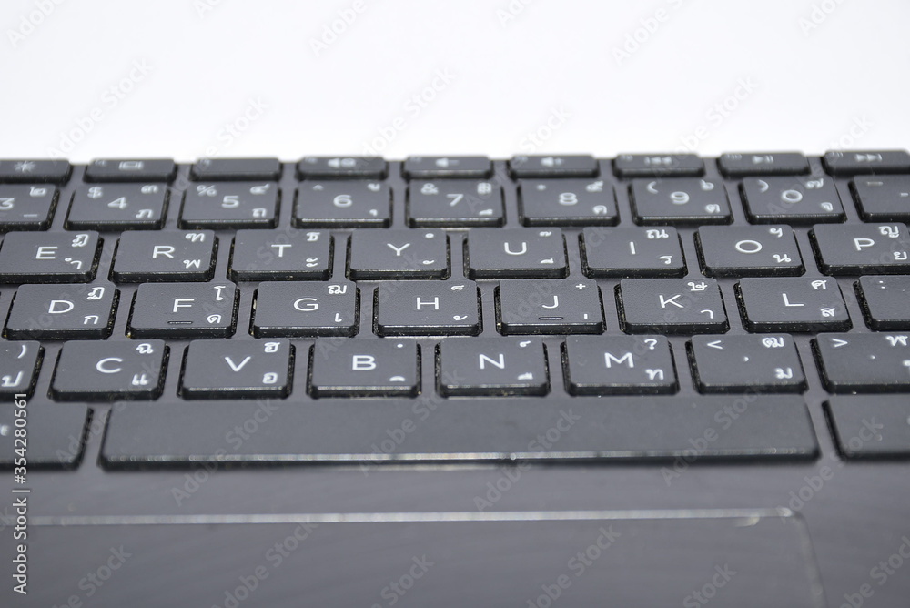 Laptop keyboard thai language on white background. Laptop keyboard thai language on white background.