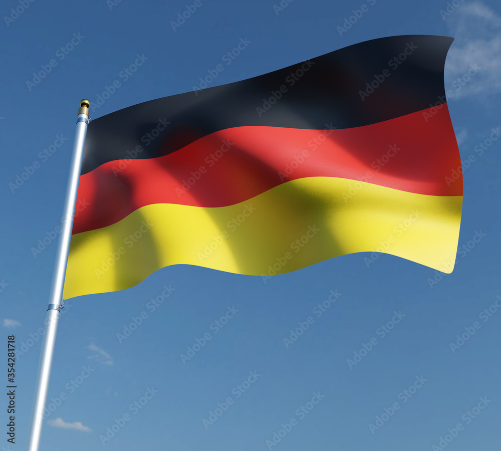 Naklejka premium flag of Germany or German on blue sky background with clipping path 3D illustration . 3D rendering illustrations.