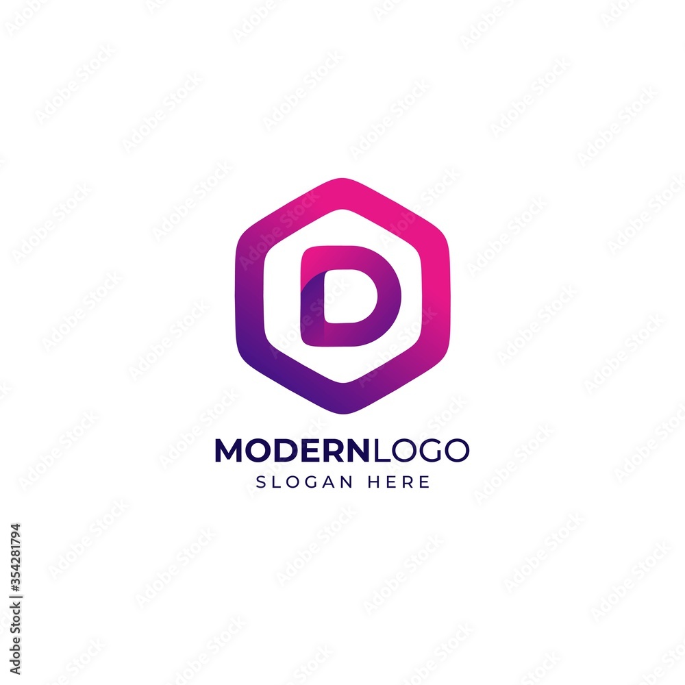 Modern Letter D Hexagon Logo Design Vector Template Modern Letter D Hexagon Logo Design Vector Template