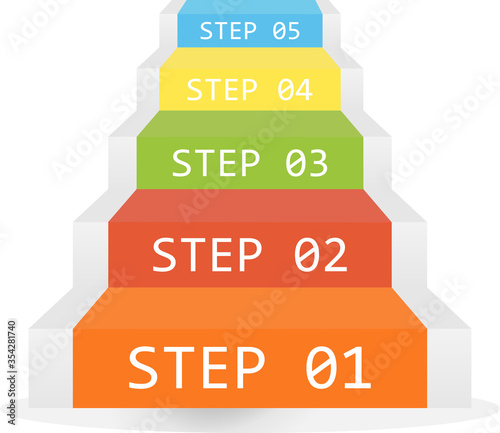 Infographic stairs. 5 steps. Vector infographic elements, eps10 isolated on white background
