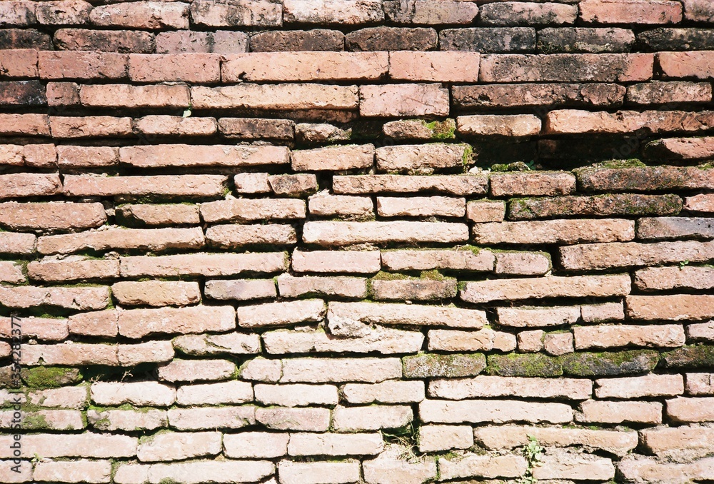 Old Brick wall in Ancient landmarks grain film.