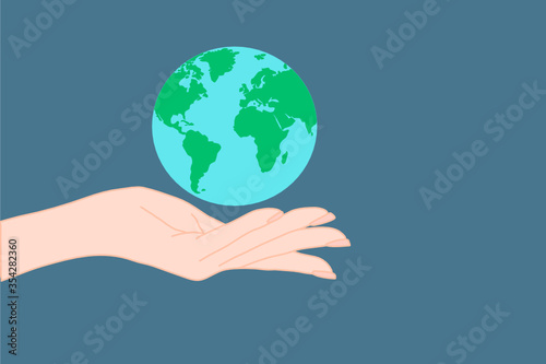 elegant hands are holding the earth. The global connection that empower of  the world concept. Energy saving  protection environment concept.