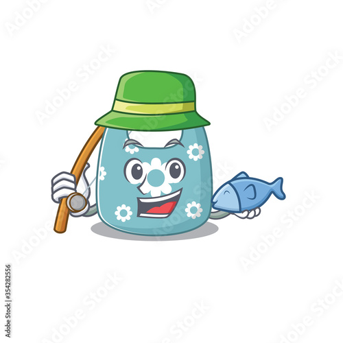 Cartoon design style of baby apron goes to fishing