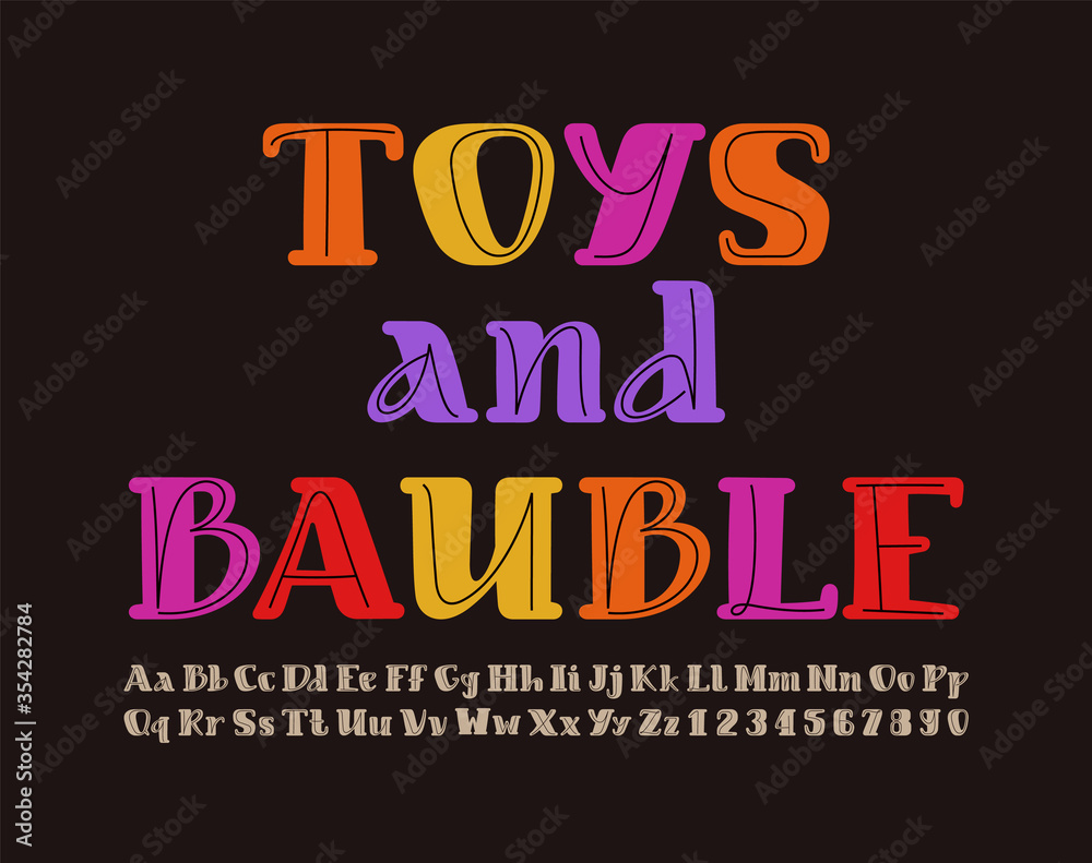 Colored beautiful font, alphabet in the cartoon style, multi-colored bright rounded uppercase and lowercase Latin letters from A to Z and Arab numbers from 0 to 9, vector illustration 10EPS Colored beautiful font, alphabet in the cartoon style, multi-colored bright rounded uppercase and lowercase Latin letters from A to Z and Arab numbers from 0 to 9, vector illustration 10EPS