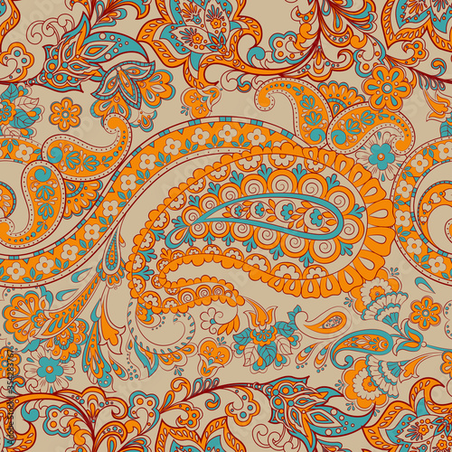 Damask paisley seamless vector pattern. Floral vintage background
