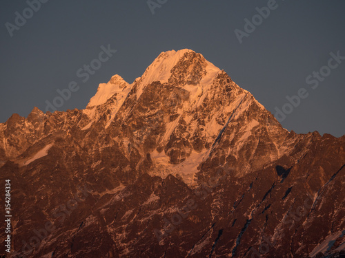 Nepal. Horizontal shot of Langtang Lirung 7,234 m​ at sunset.