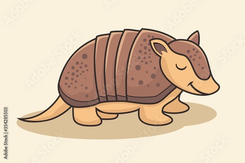 Armadillo Cartoon Walking Isolated