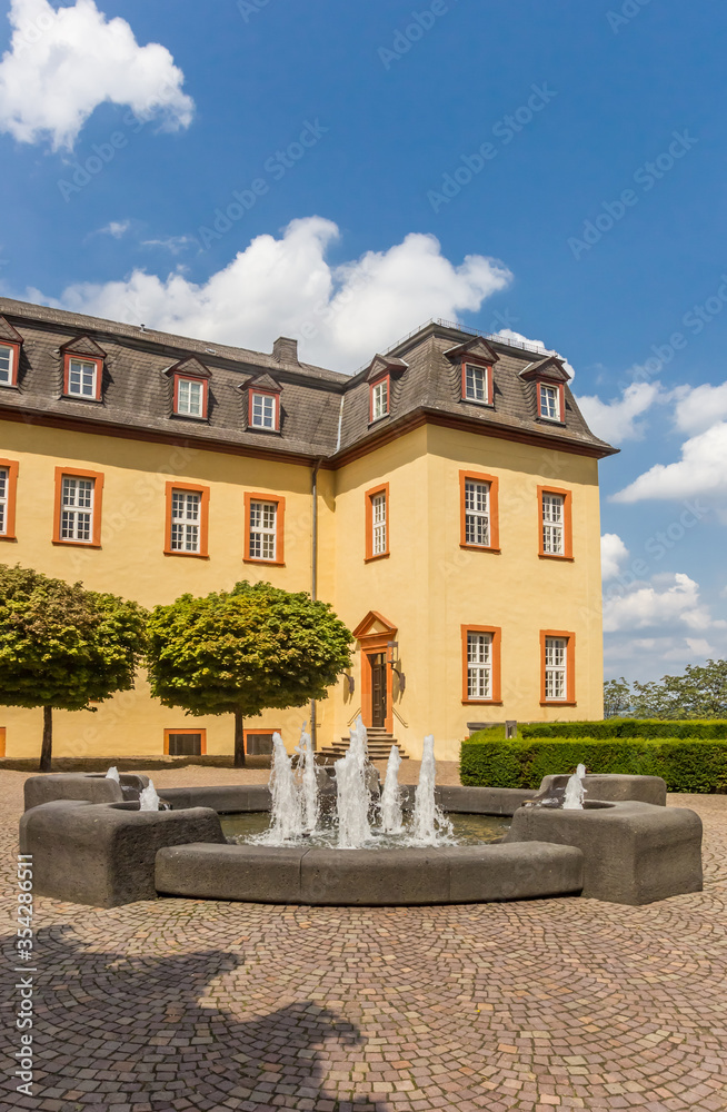 Fountain in the garden of castle Hachenburg, Germany