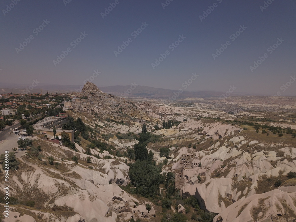 Cappadocia, view from the top of the mountain, Kapadokya, Turkey, Uchisar Castle in Cappadocia Region of Turkey