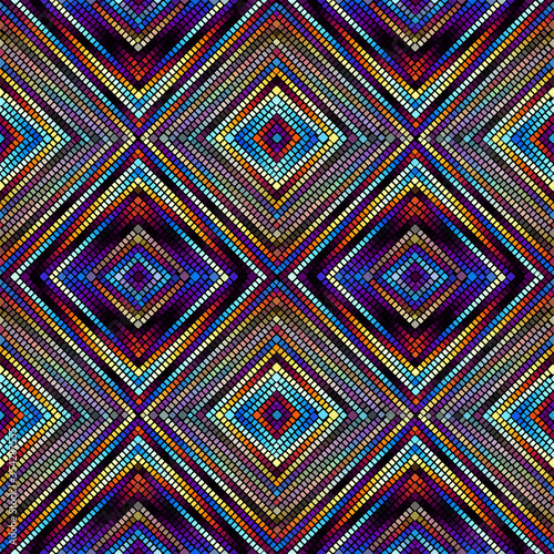 Vector seamless mosaic art pattern. Art background.