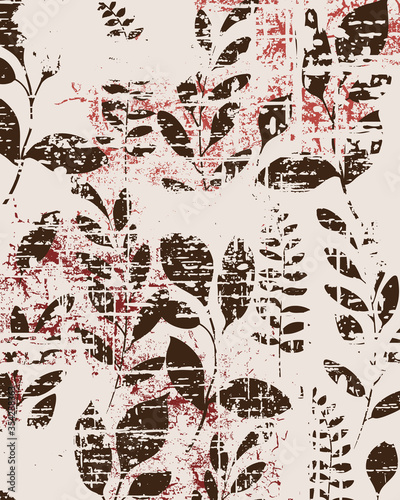 Vintage grunge design. leaf pattern. Classic luxury ornament