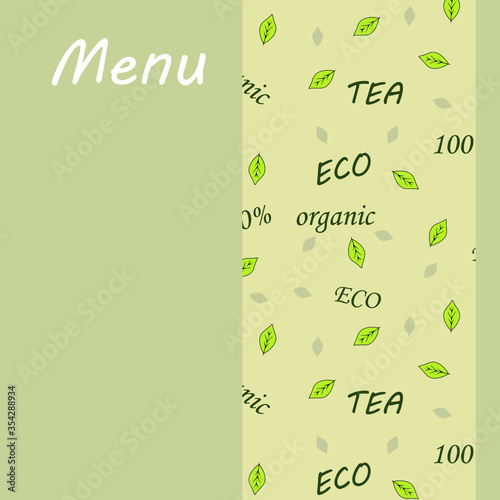 Seamless pattern with tea illustration. Suitable for restaurant menu design, brochures