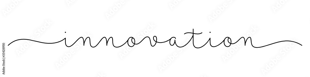 INNOVATION black vector monoline calligraphy banner with swashes INNOVATION black vector monoline calligraphy banner with swashes