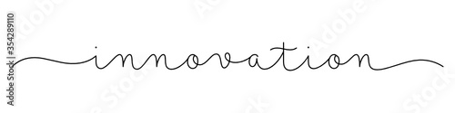 INNOVATION black vector monoline calligraphy banner with swashes