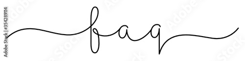 FAQ black vector monoline calligraphy banner with swashes