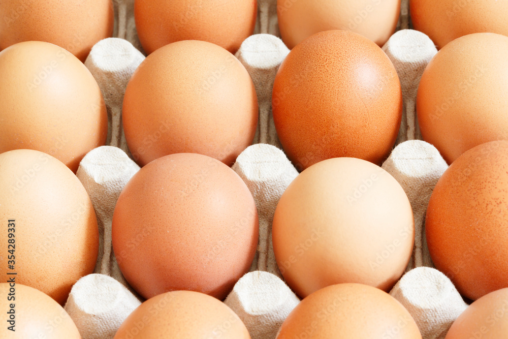 Fresh chicken eggs in a paper box Fresh chicken eggs in a paper box