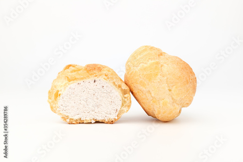 Cream puff on white background