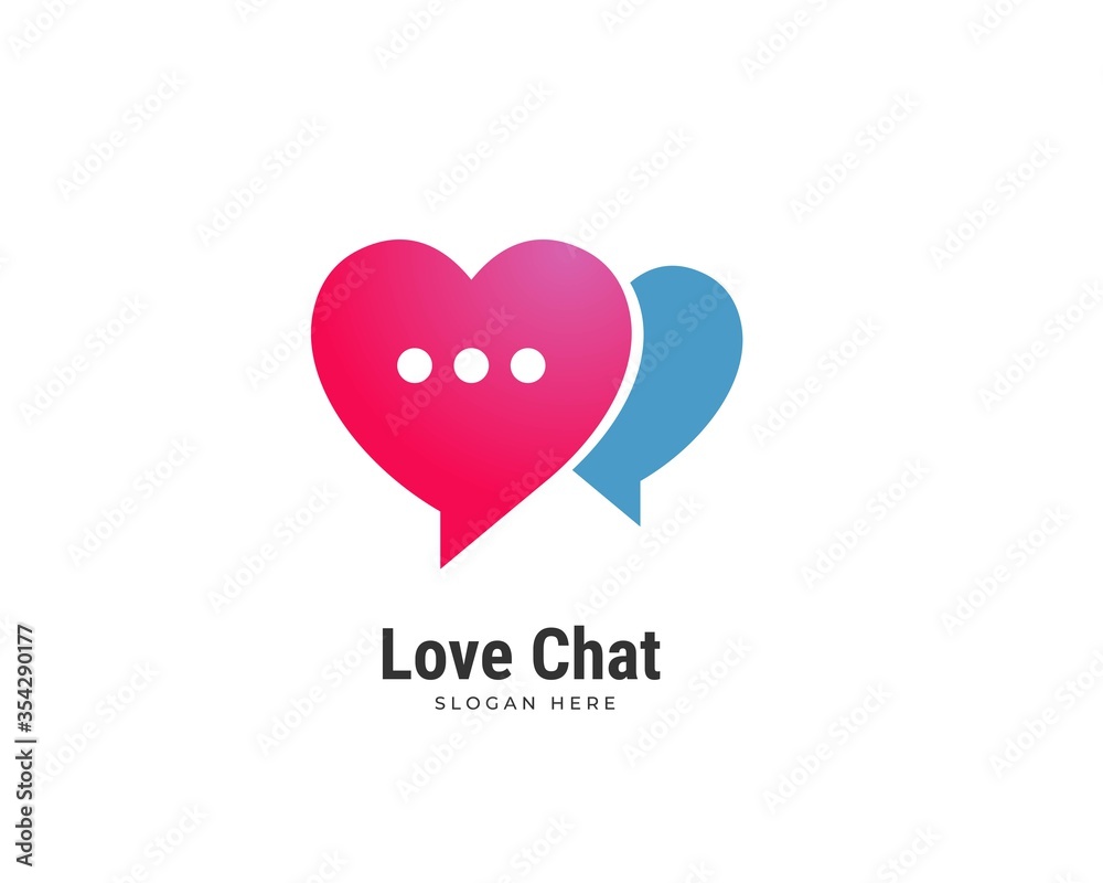 Modern Love Chat Talk Logo Design Vector Template