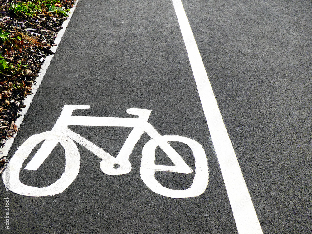 Fototapeta premium Cycle path symbol on tarmac
