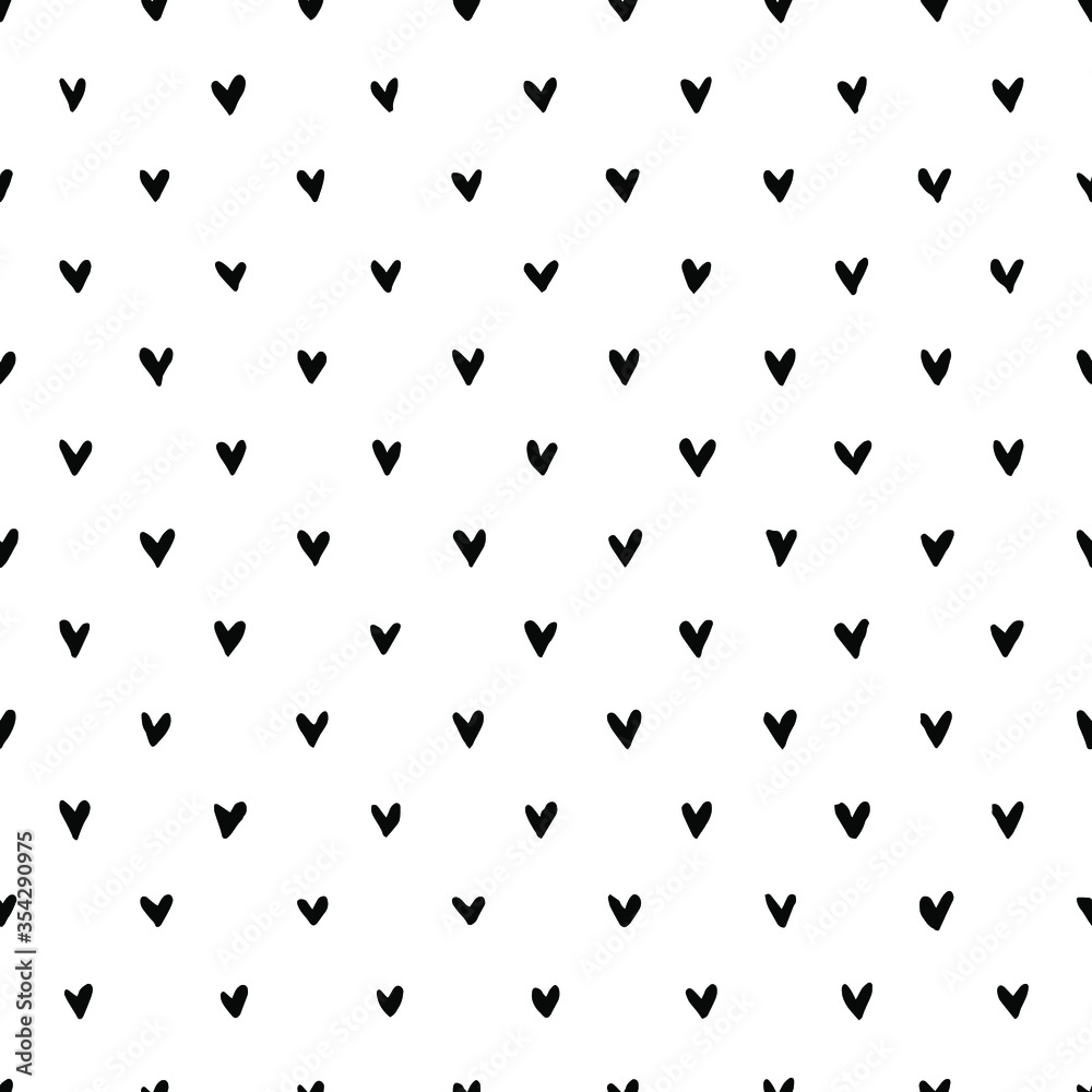 Hand drawn heart seamless pattern. Doodle hipster simple background about  love for Valentines day. Trendy simple texture with tiny little hearts.  Perfect for wrapping, fabric, wallpaper. Stock Vector | Adobe Stock
