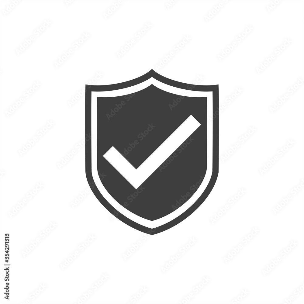 shield and checkmark icon on a white background. EPS10 shield and checkmark icon on a white background. EPS10