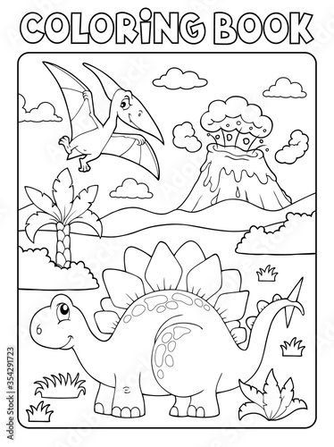 Coloring book dinosaur composition image 1