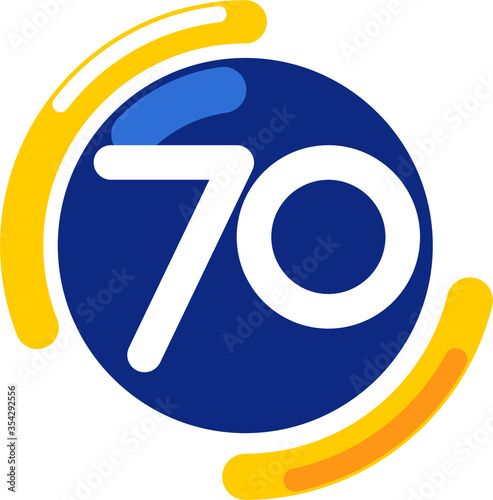 Oldschool style blue ball icon with number 70.
