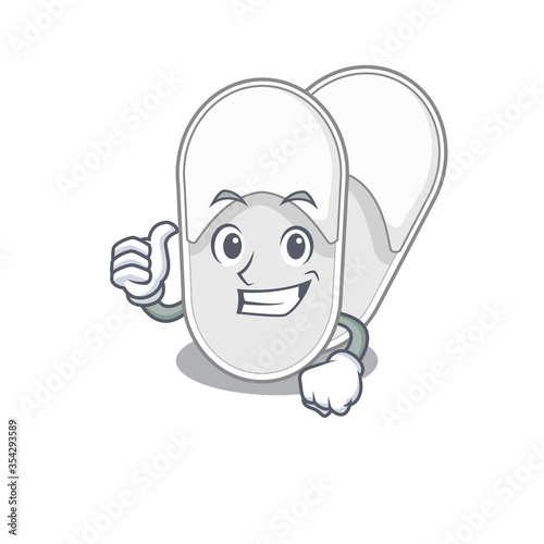 Hotel slippers cartoon character design showing OK finger