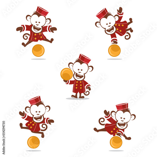 Monkey Vector Illustration Logo Design. Monkey Mascot/Character in Several Poses.