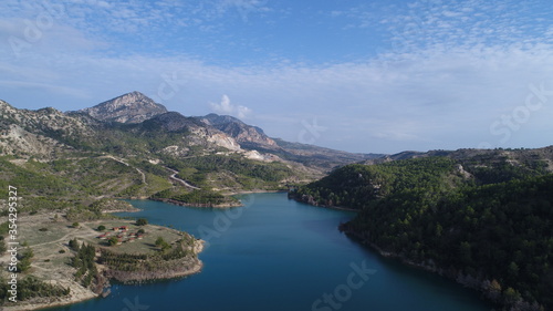 Gecitkoy (Dagdere) dam with turquoise water near Kyrenia, Northern Cyprus.