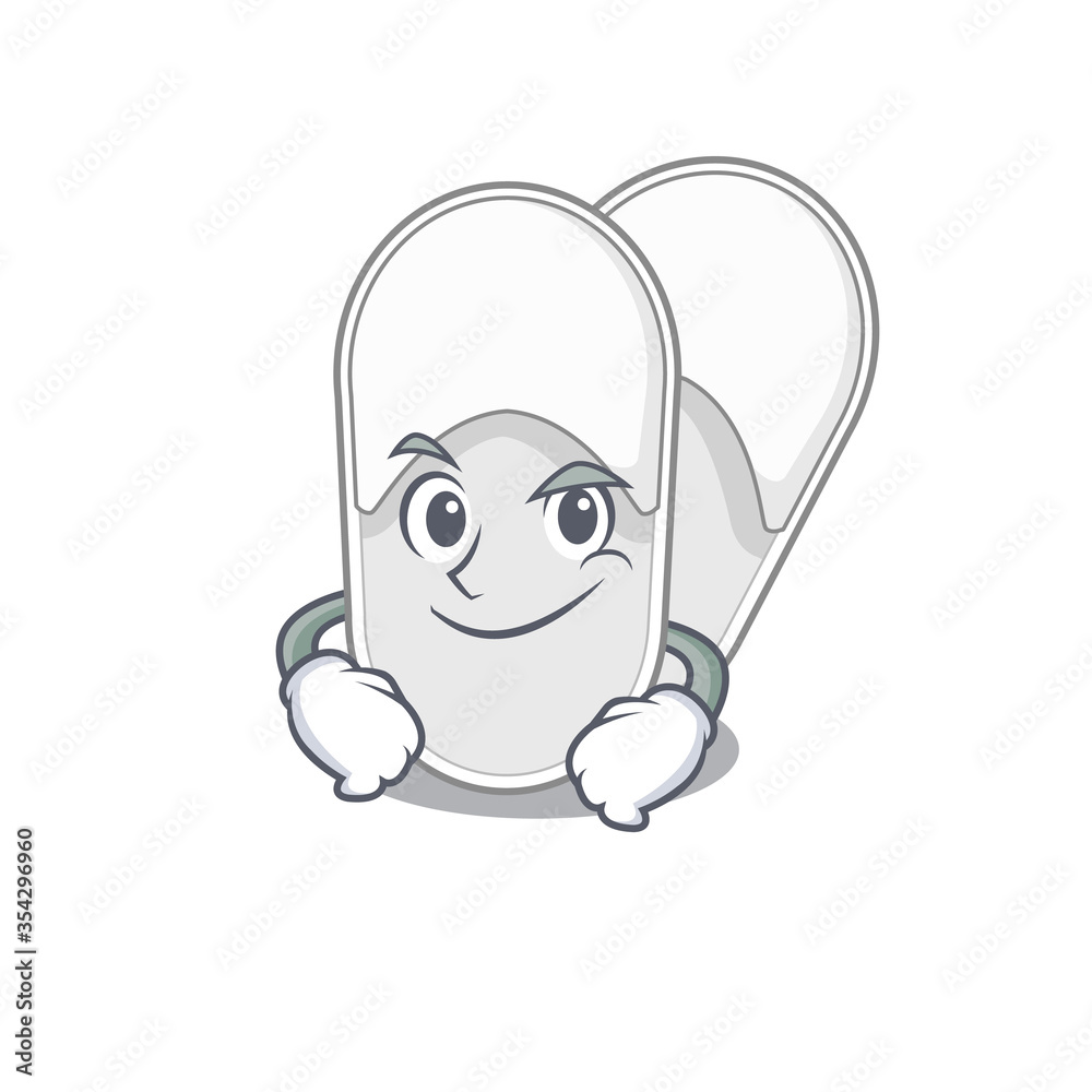Fototapeta premium A cute arrogant caricature design of hotel slippers having confident gesture