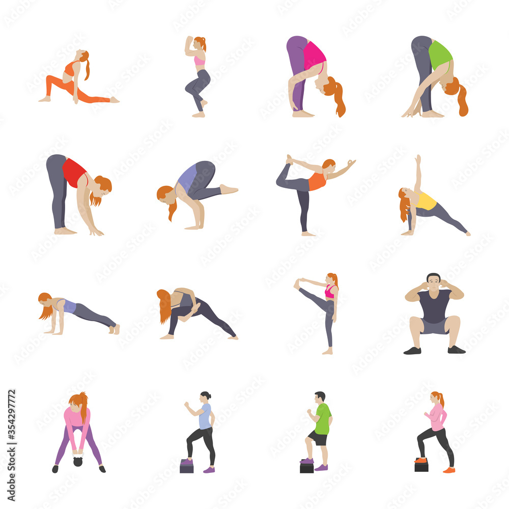 Routine Exercises Flat Icons 