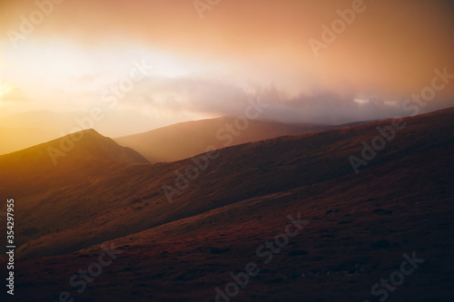 wonderful sunset in the mountains