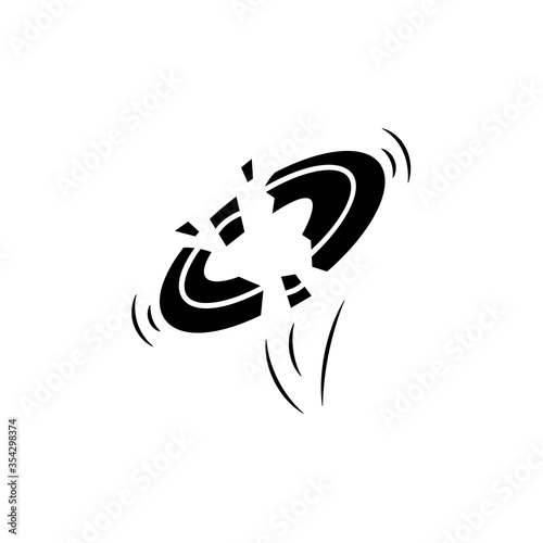 Broken clay target silhouette icon. Clipart image isolated on white background