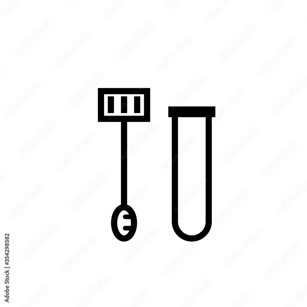 Dna swab test tube outline icon. Clipart image isolated on white background