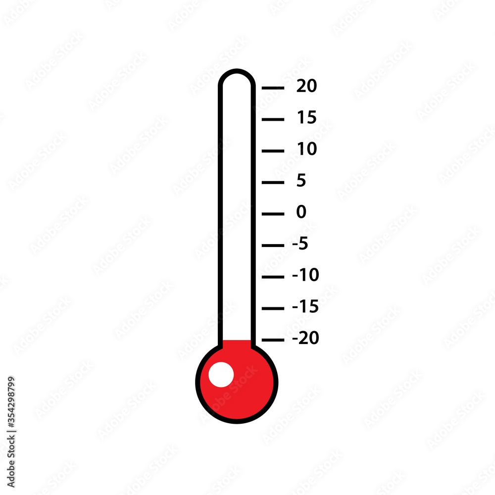 Blank thermometer with negative numbers icon. Clipart image isolated on