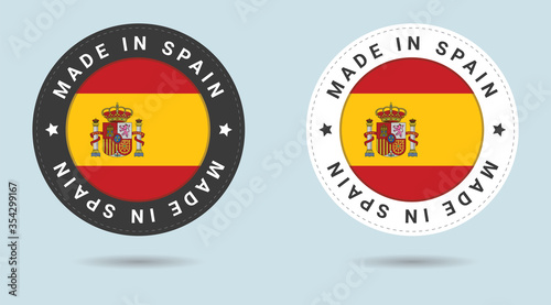 Free Download Set of two Spanish stickers. Made in Spain. Simple icons with flags. - GFXLoad