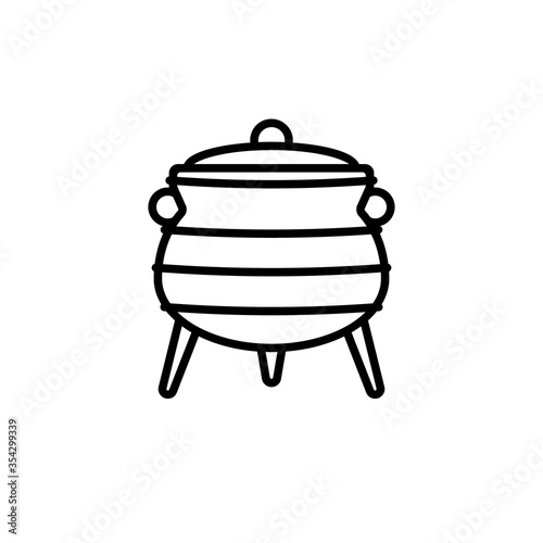 Three legged zulu pot outline icon. Clipart image isolated on white background
